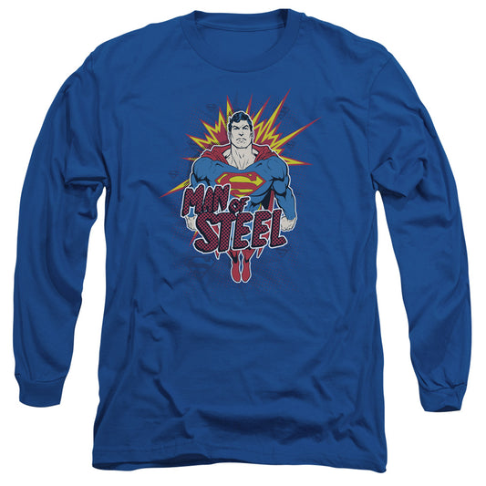 Superman - Steel Pop - Long Sleeve Adult 18/1 - Royal Blue T-shirt
