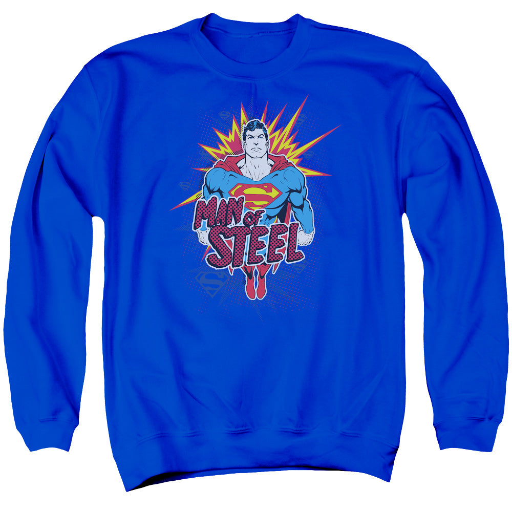 Superman - Steel Pop - Adult Crewneck Sweatshirt - Royal Blue