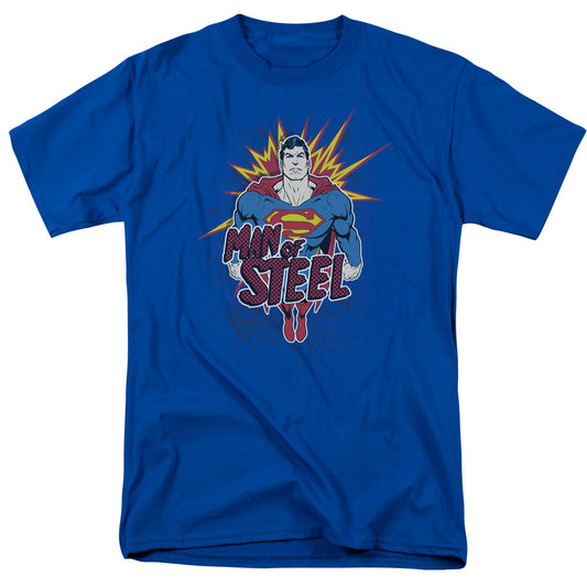 Superman - Steel Pop - Short Sleeve Adult 18/1 - Royal Blue T-shirt