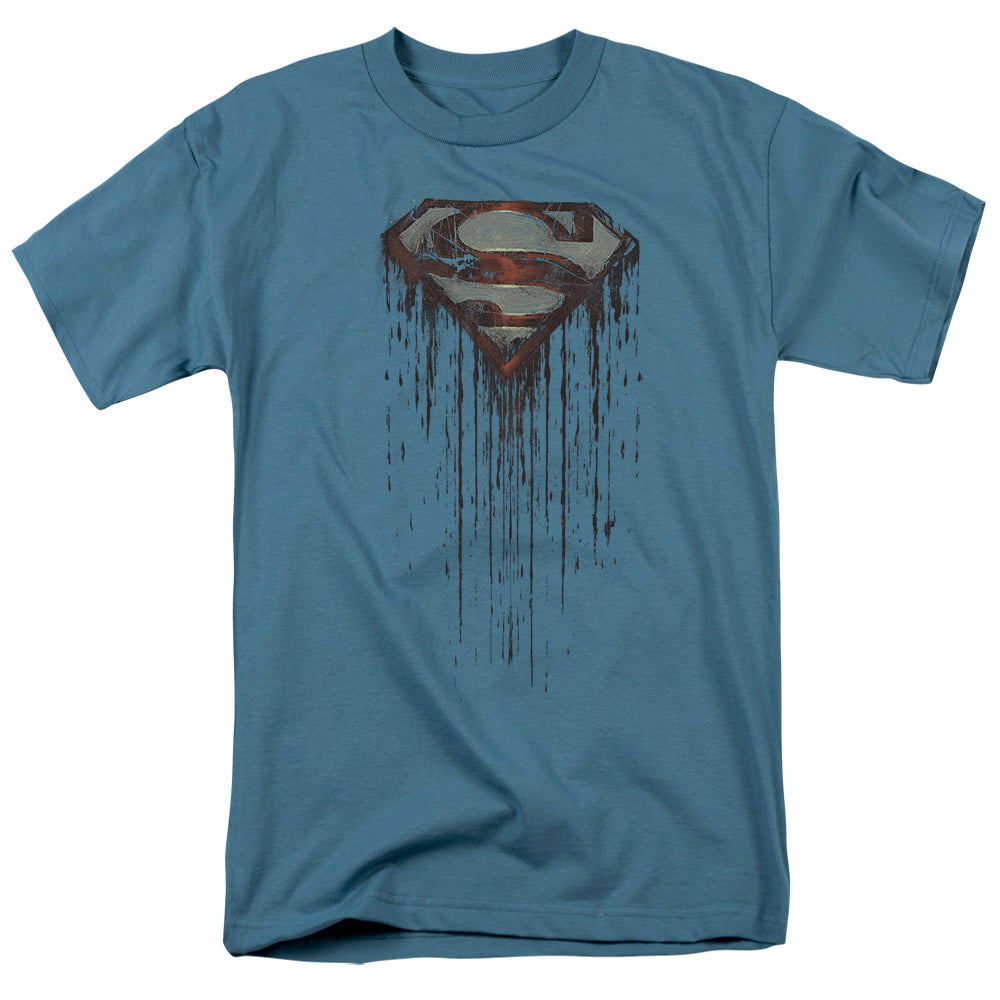 Superman - Shield Drip - Short Sleeve Adult 18/1 - Slate T-shirt