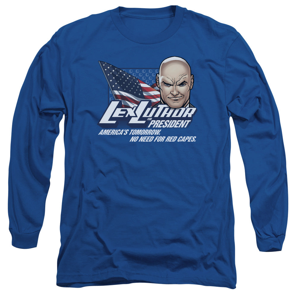 Superman - Lex For President - Long Sleeve Adult 18/1 - Royal Blue T-shirt