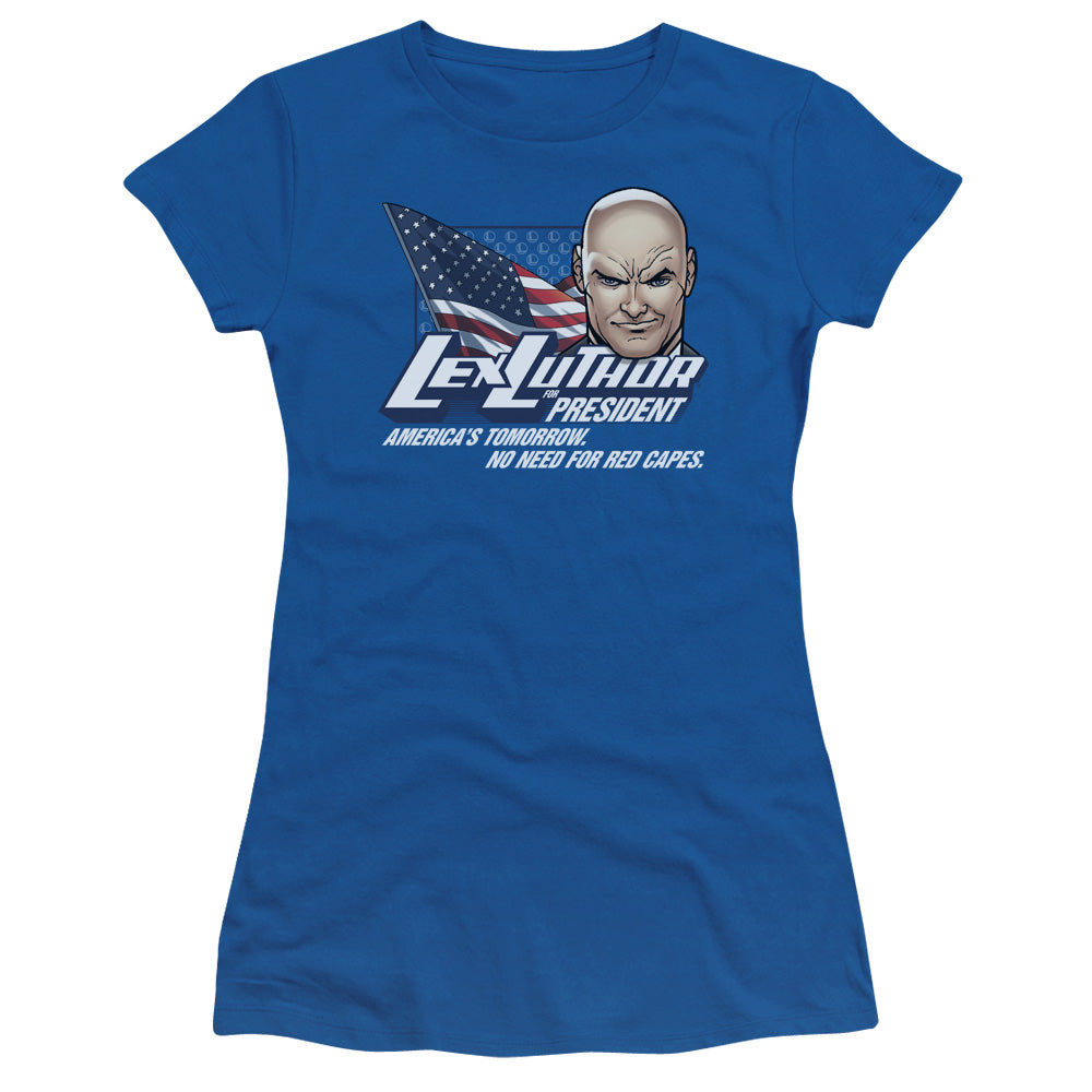 Superman - Lex For President - Short Sleeve Junior Sheer - Royal Blue T-shirt