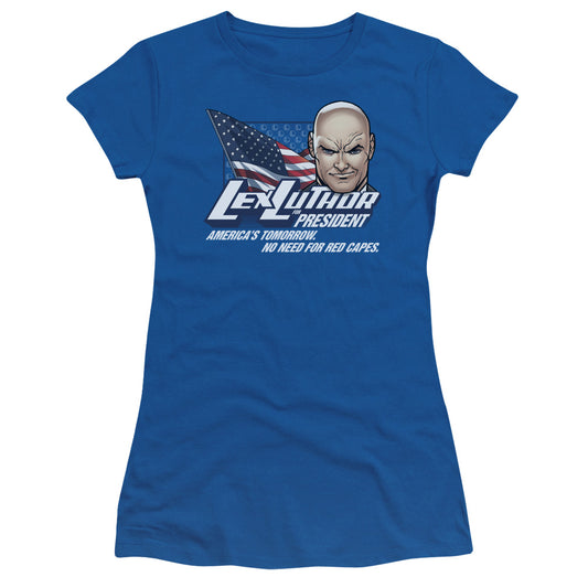 Superman - Lex For President - Short Sleeve Junior Sheer - Royal Blue T-shirt
