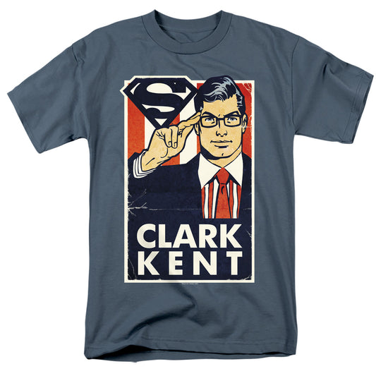 Superman - Kent For President - Short Sleeve Adult 18/1 - Slate T-shirt