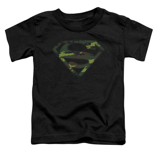Superman - Distressed Camo Shield - Short Sleeve Toddler Tee - Black T-shirt