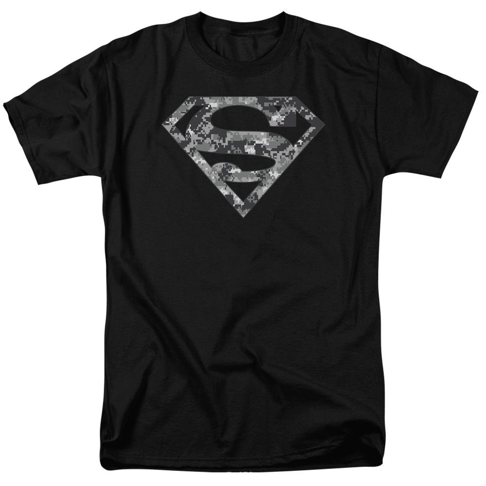 Superman - Urban Camo Shield - Short Sleeve Adult 18/1 - Black T-shirt