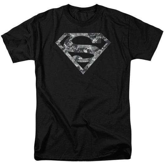 Superman - Urban Camo Shield - Short Sleeve Adult 18/1 - Black T-shirt