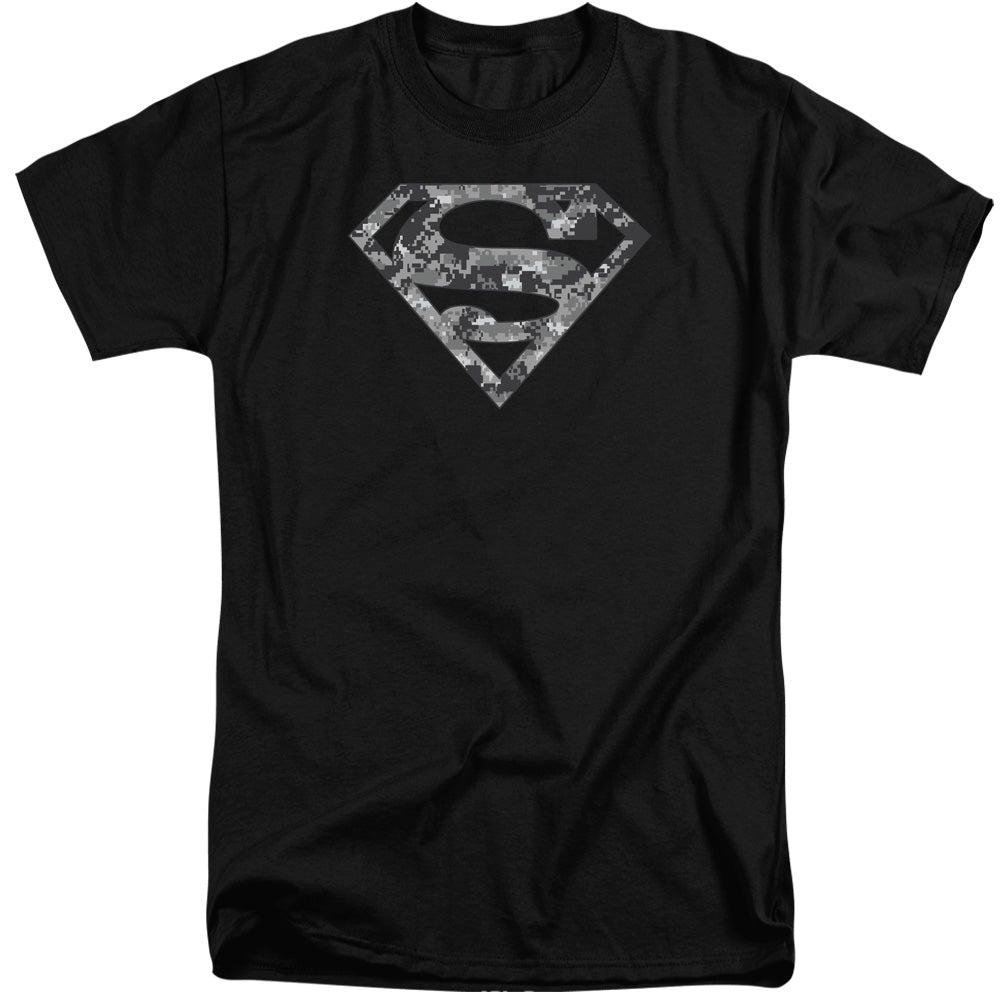 Superman - Urban Camo Shield - Short Sleeve Adult Tall - Black T-shirt