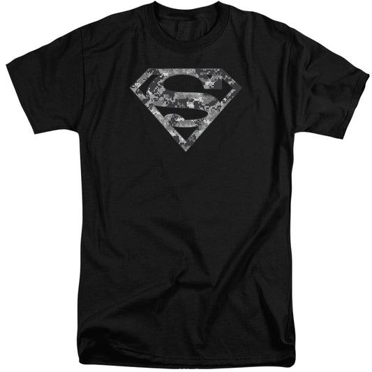 Superman - Urban Camo Shield - Short Sleeve Adult Tall - Black T-shirt