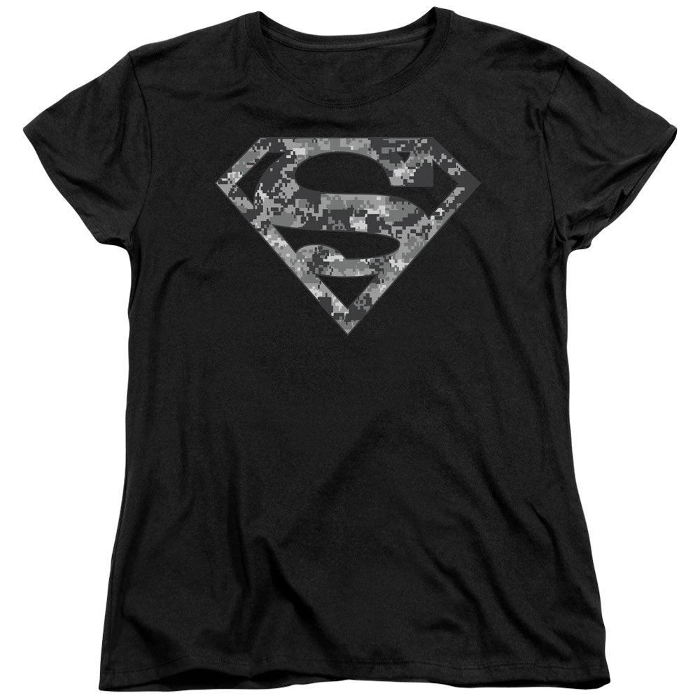 Superman - Urban Camo Shield - Short Sleeve Womens Tee - Black T-shirt