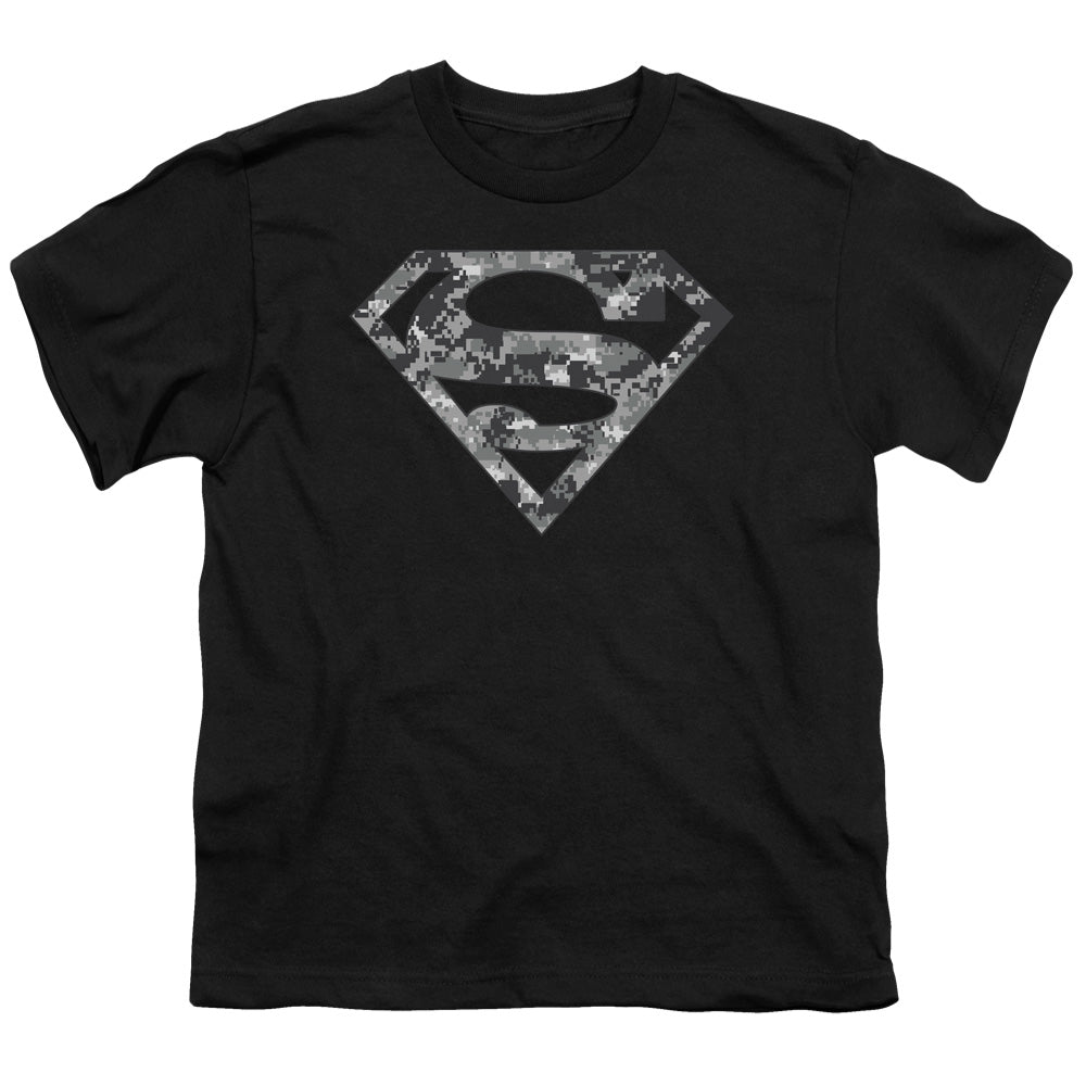 Superman - Urban Camo Shield - Short Sleeve Youth 18/1 - Black T-shirt