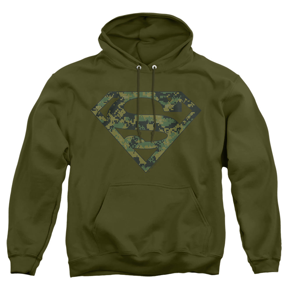 Superman - Marine Camo Shield - Adult Pull-over Hoodie - Military Green