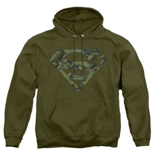 Superman - Marine Camo Shield - Adult Pull-over Hoodie - Military Green