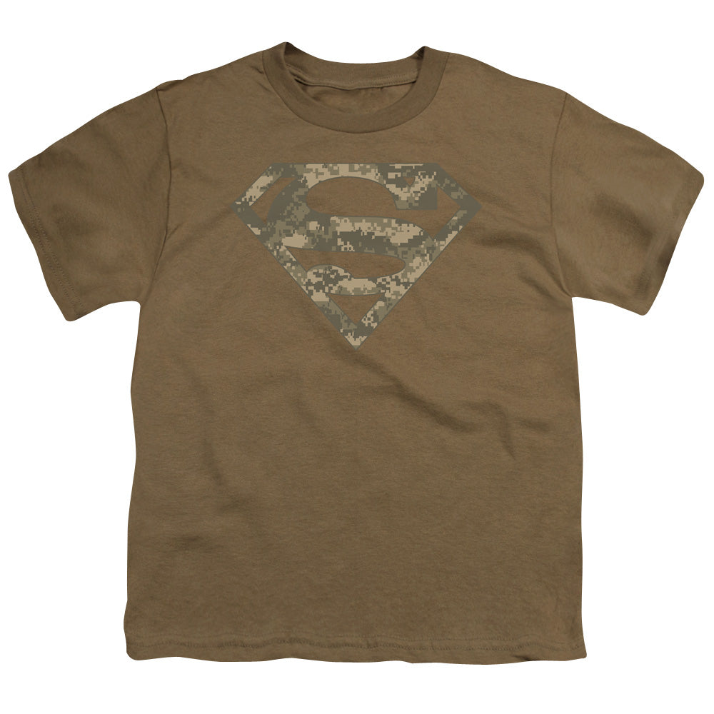 Superman - Army Camo Shield - Short Sleeve Youth 18/1 - Safari Green T-shirt