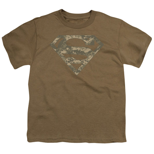 Superman - Army Camo Shield - Short Sleeve Youth 18/1 - Safari Green T-shirt