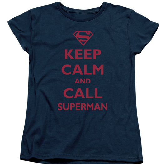 Superman - Call Superman - Short Sleeve Womens Tee - Navy T-shirt