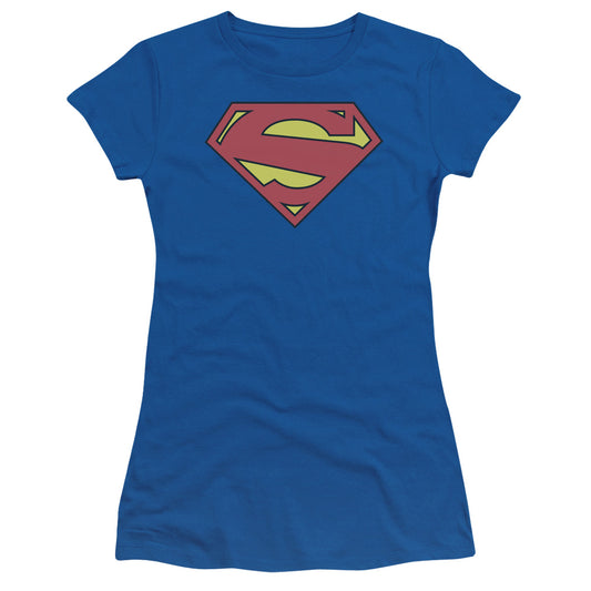 Superman - New 52 Shield - Short Sleeve Junior Sheer - Royal Blue T-shirt