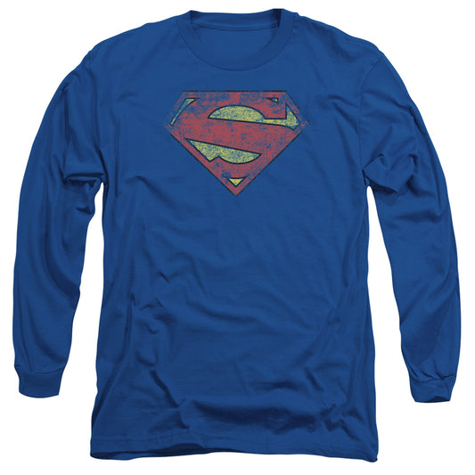 Superman - New 52 Shield - Long Sleeve Adult 18/1 - Royal Blue T-shirt