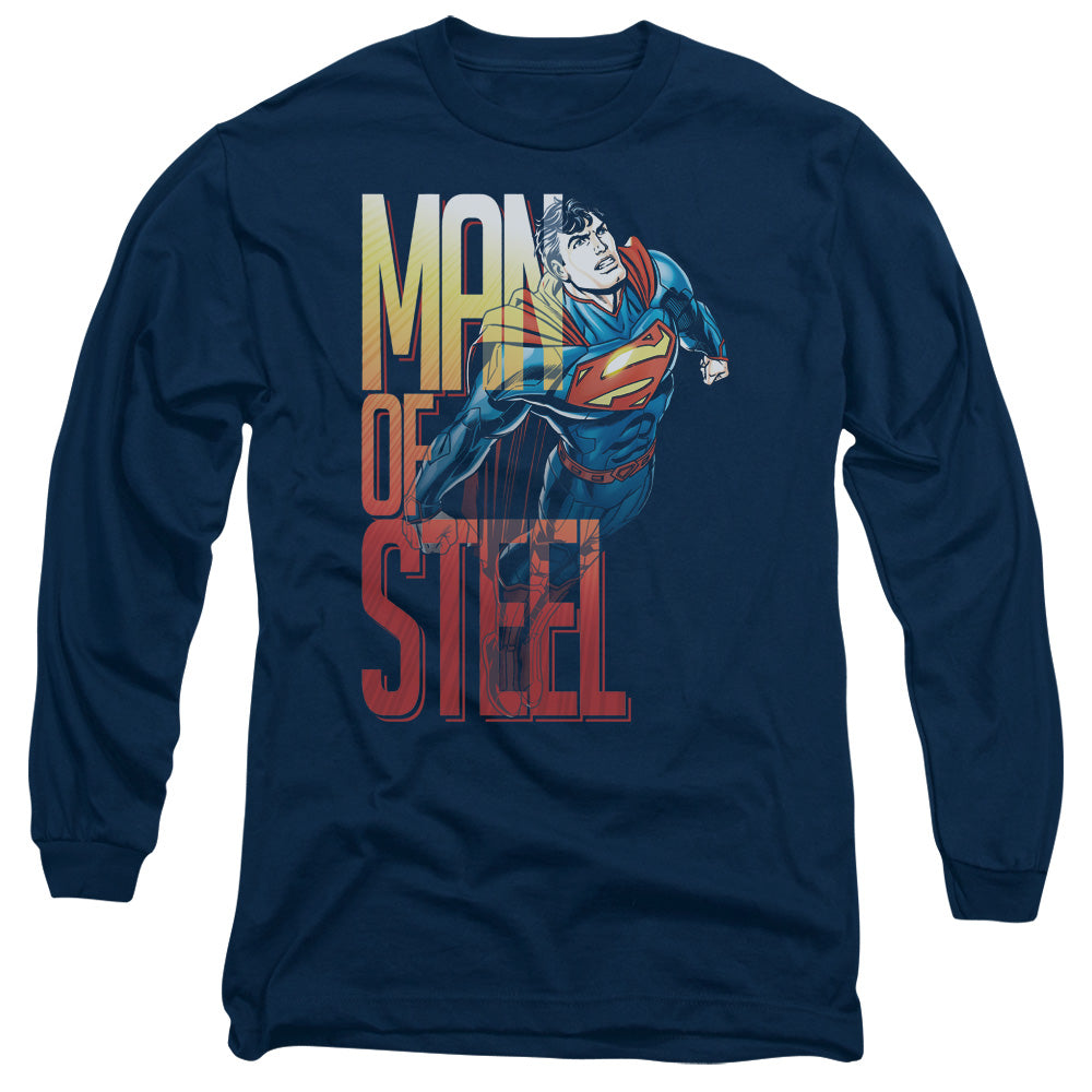 Superman - Steel Flight - Long Sleeve Adult 18/1 - Navy T-shirt