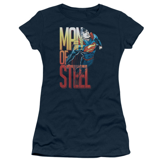 Superman - Steel Flight - Short Sleeve Junior Sheer - Navy T-shirt