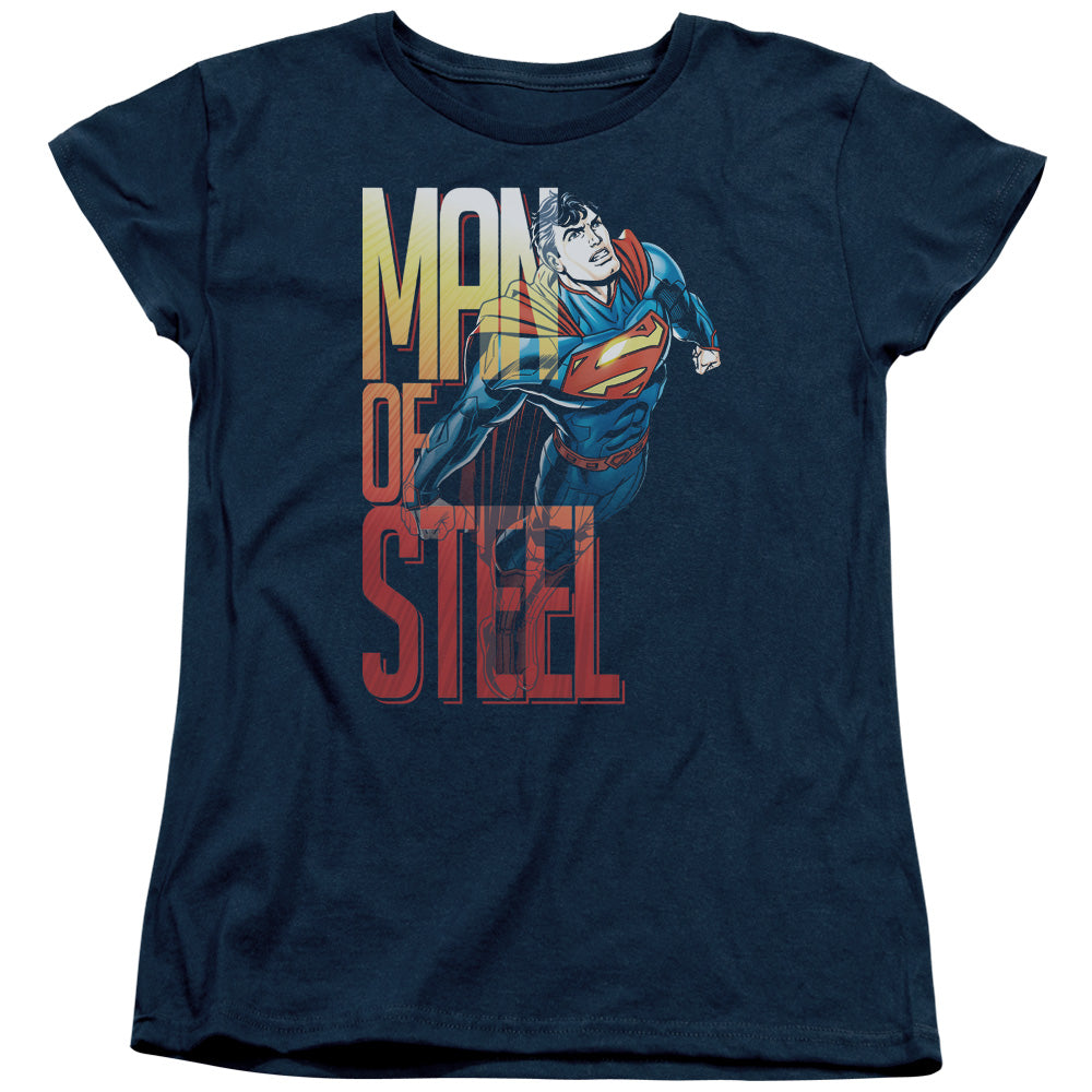 Superman - Steel Flight - Short Sleeve Womens Tee - Navy T-shirt