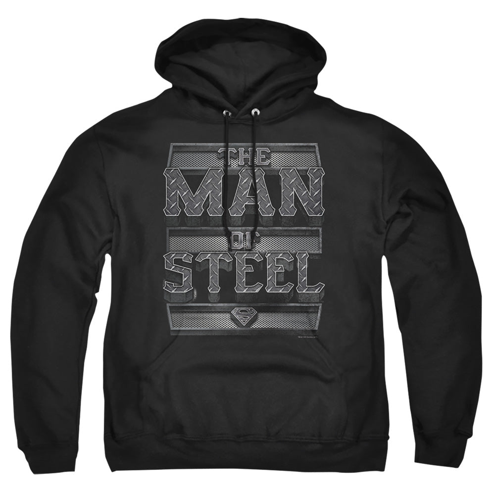 Superman - Steel Text - Adult Pull-over Hoodie - Black