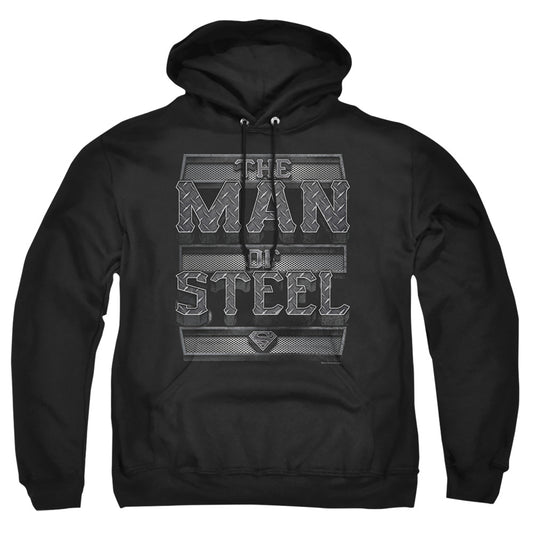 Superman - Steel Text - Adult Pull-over Hoodie - Black