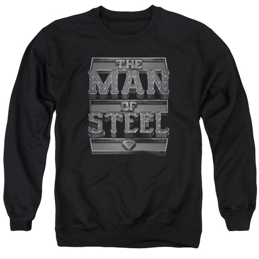 Superman - Steel Text - Adult Crewneck Sweatshirt - Black