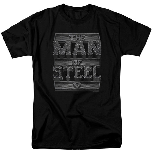 Superman - Steel Text - Short Sleeve Adult 18/1 - Black T-shirt