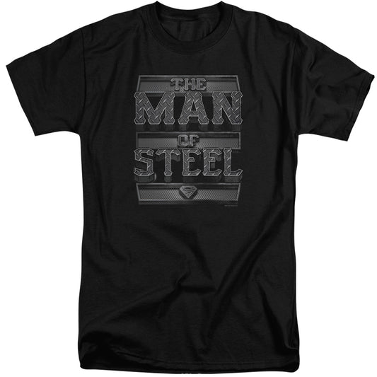 Superman - Steel Text - Short Sleeve Adult Tall - Black T-shirt