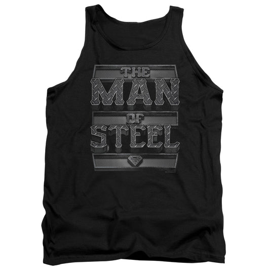 Superman - Steel Text - Adult Tank - Black