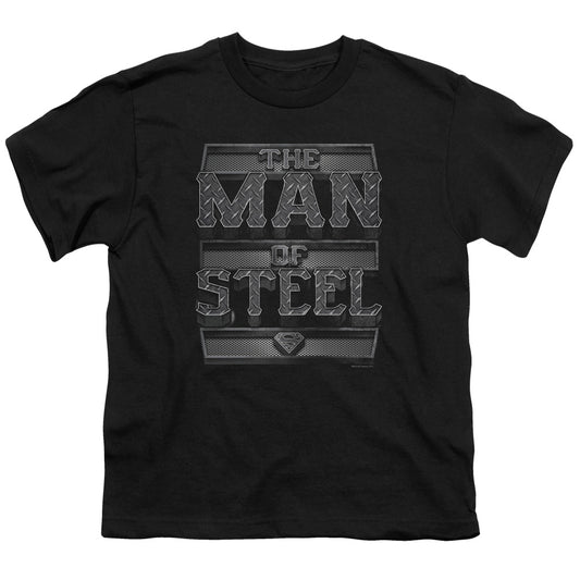 Superman - Steel Text - Short Sleeve Youth 18/1 - Black T-shirt