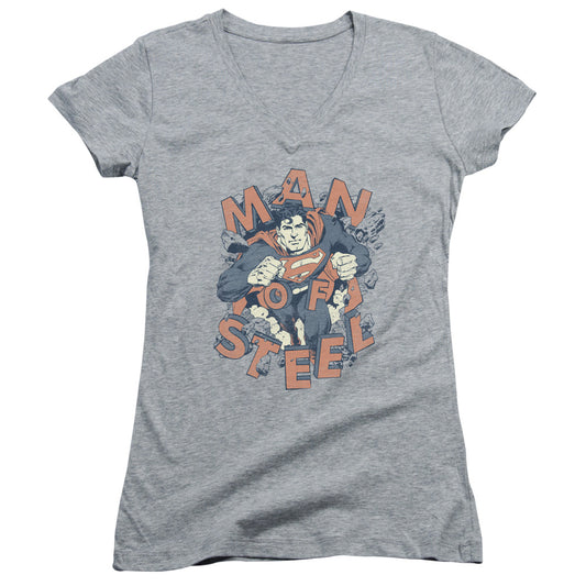 Superman - Coming Through - Junior V-neck - Athletic Heather