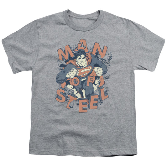 Superman - Coming Through - Short Sleeve Youth 18/1 - Athletic Heather T-shirt