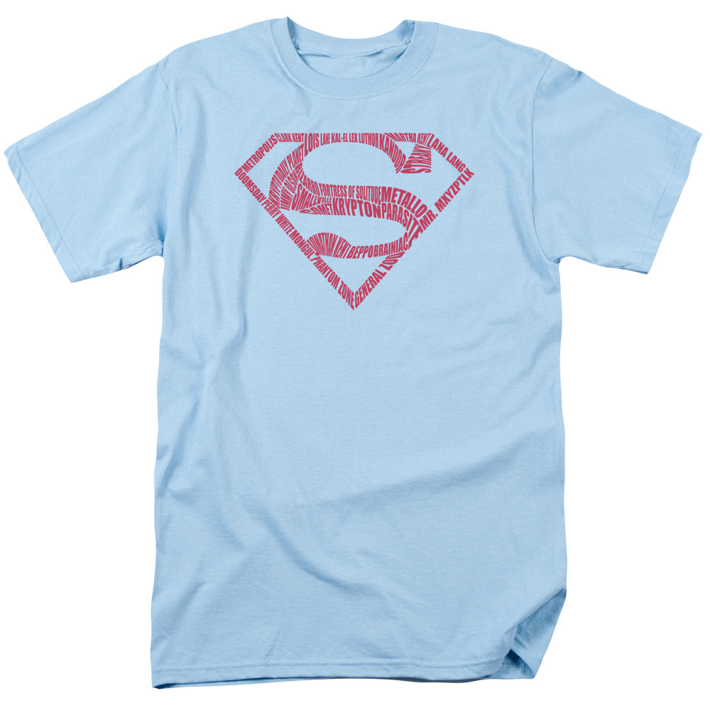 Superman -  Word Shield - Short Sleeve Adult 18/1 - Light Blue T-shirt