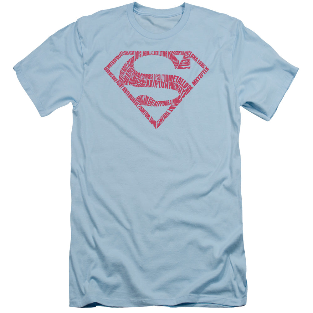 Superman -  Word Shield - Short Sleeve Adult 30/1 - Light Blue T-shirt