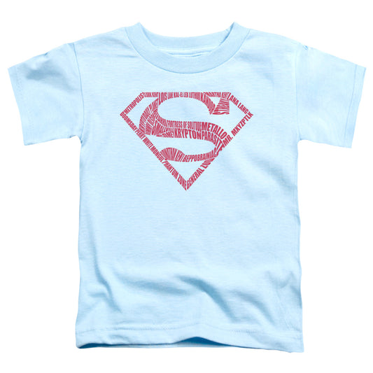 Superman -  Word Shield - Short Sleeve Toddler Tee - Light Blue T-shirt