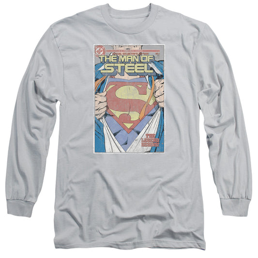 Superman - Mos Cover - Long Sleeve Adult 18/1 - Silver T-shirt