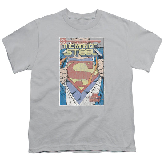 SUPERMAN MOS COVER - S/S YOUTH 18/1 - SILVER T-Shirt