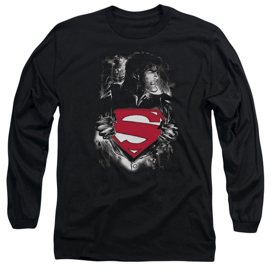 Superman - Darkest Hour - Long Sleeve Adult 18/1 - Black T-shirt