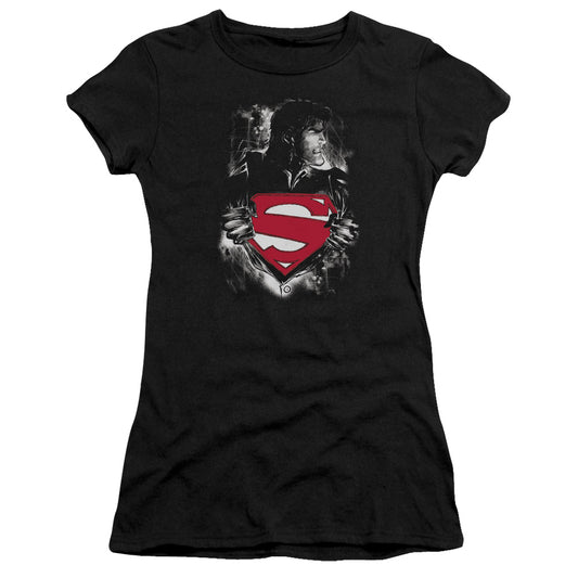 Superman - Darkest Hour - Short Sleeve Junior Sheer - Black T-shirt