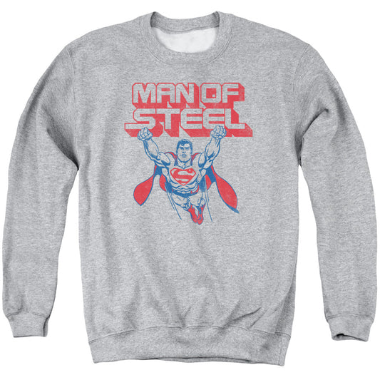 Superman - Steel Retro - Adult Crewneck Sweatshirt - Athletic Heather