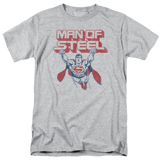 Superman - Steel Retro - Short Sleeve Adult 18/1 - Athletic Heather T-shirt