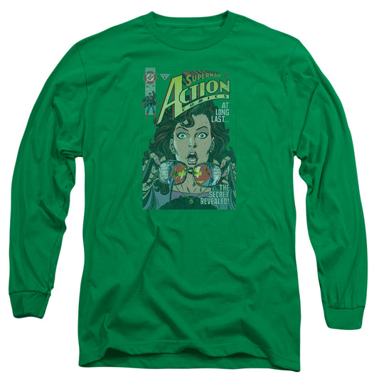Superman - Secret Revealved - Long Sleeve Adult 18/1 - Kelly Green T-shirt