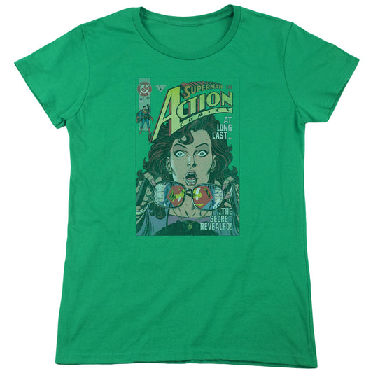 Superman - Secret Revealved - Short Sleeve Womens Tee - Kelly Green T-shirt