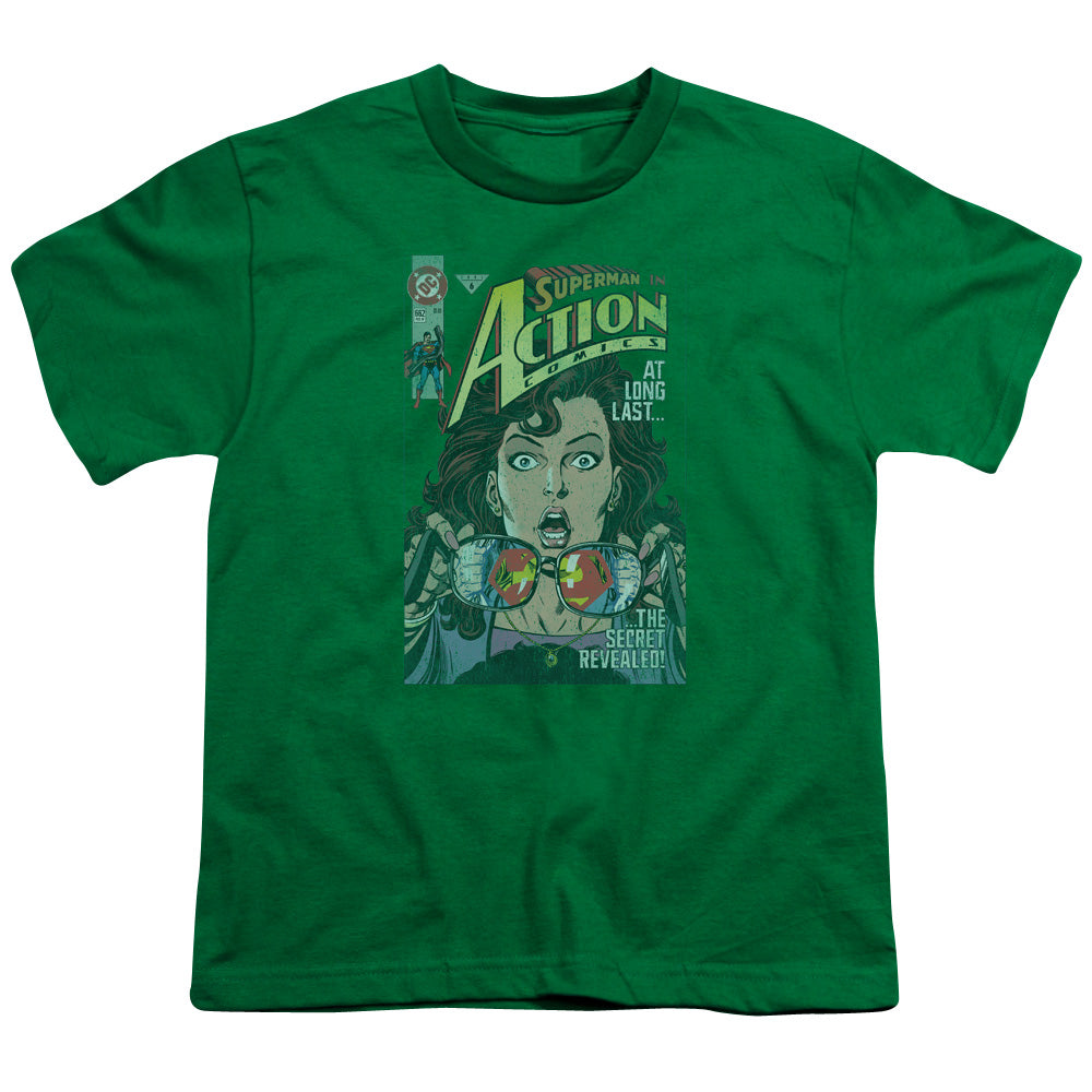 Superman - Secret Revealved - Short Sleeve Youth 18/1 - Kelly Green T-shirt