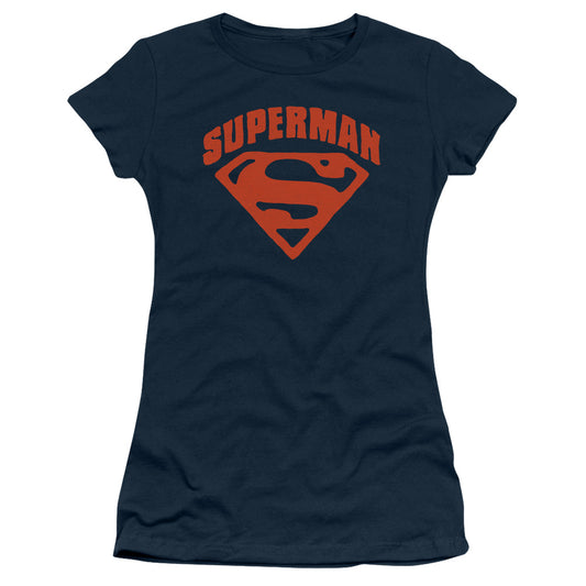 Superman - Super Shield - Short Sleeve Junior Sheer - Navy T-shirt