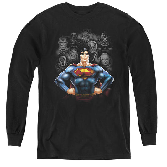 Superman - Villains - Youth Long Sleeve Tee - Black