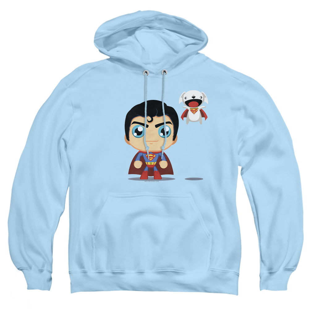 Superman - Cute Superman - Adult Pull-over Hoodie - Light Blue