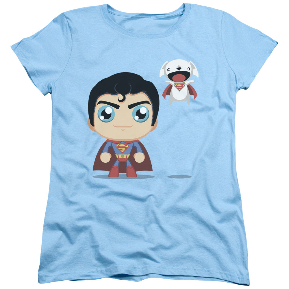 Superman - Cute Superman - Short Sleeve Womens Tee - Light Blue T-shirt